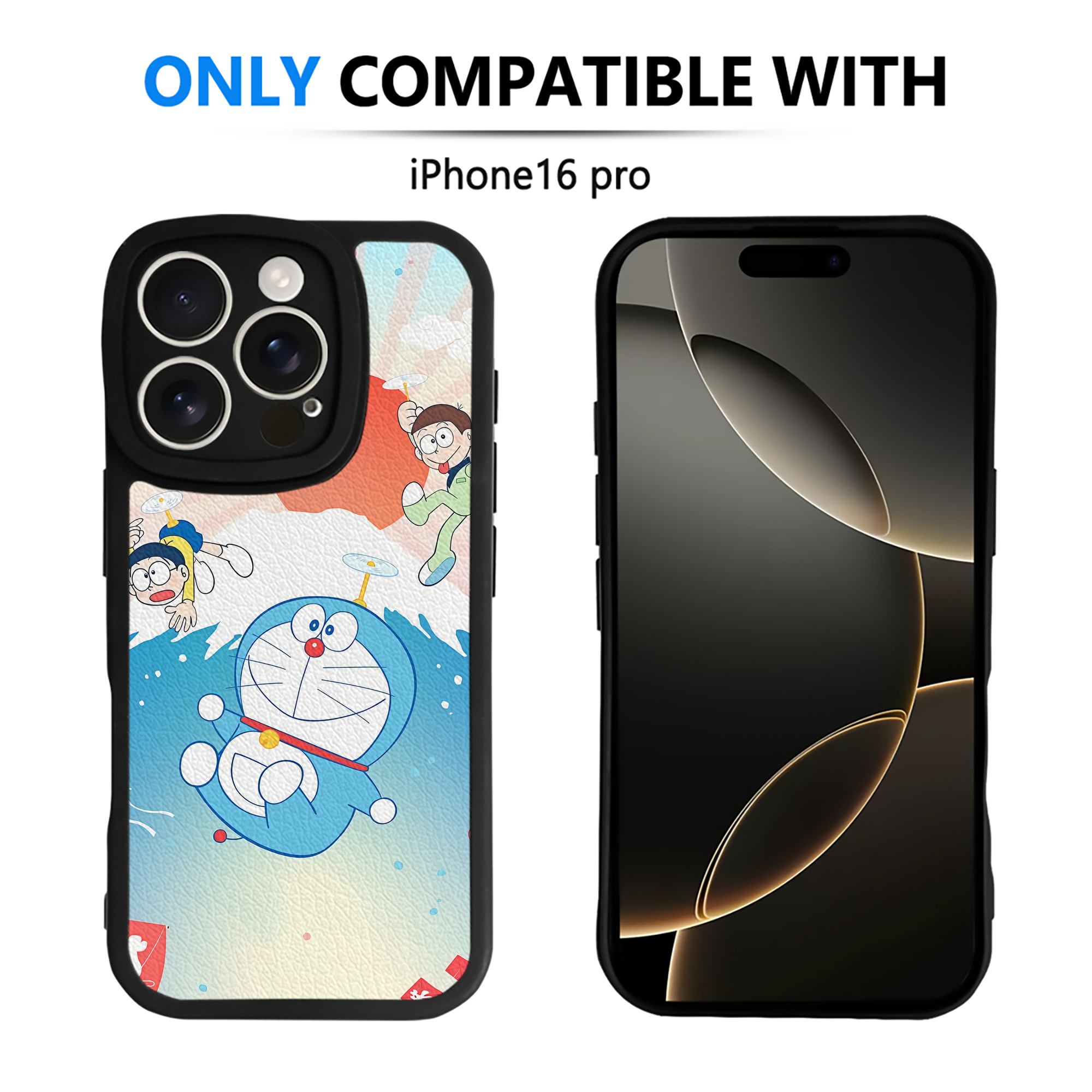 （画像用） ドラえもん Doraemon 【iPhone 16シリーズ対応】シリコンスマホケース（レザー調） 材質：シリコン